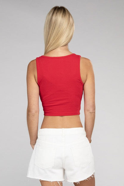 Cotton Square Neck Cropped Cami Top Women&