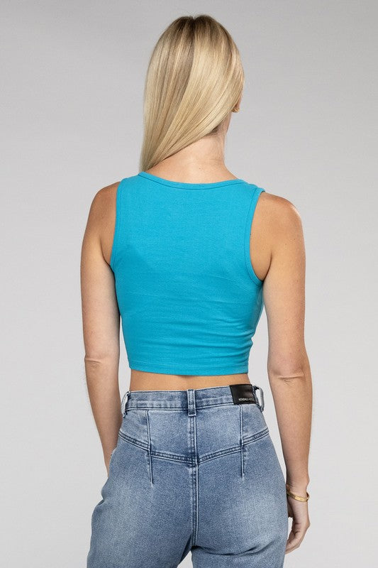 Cotton Square Neck Cropped Cami Top Women&