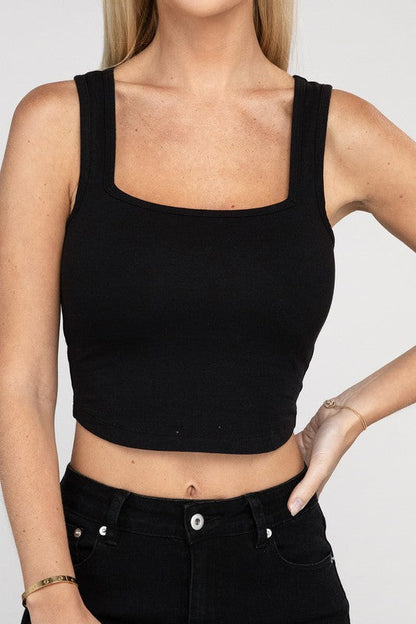 Cotton Square Neck Cropped Cami Top Women&