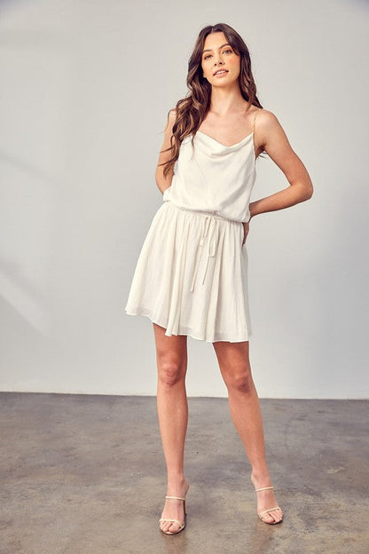 Cowl Neck Beaded Strap Dress CREAMY WHITE by Mustard Seed | Fleurcouture