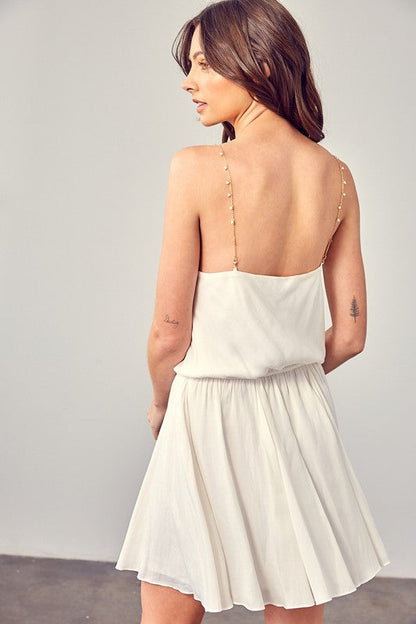 Cowl Neck Beaded Strap Dress CREAMY WHITE by Mustard Seed | Fleurcouture