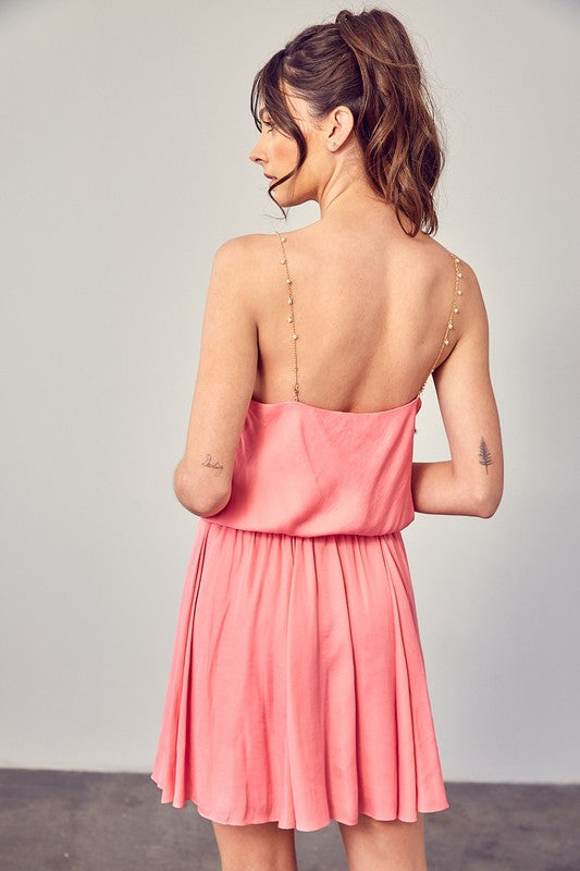 Cowl Neck Beaded Strap Dress MILKY PINK by Mustard Seed | Fleurcouture