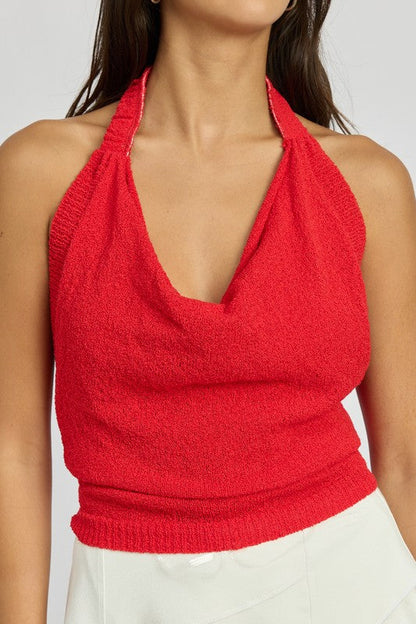 COWL NECK HALTER TOP by Emory Park | Fleurcouture
