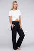 Cozy Terry Lounge Pants Black S by Ambiance Apparel | Fleurcouture