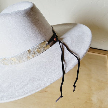 Cream &amp; Gold Metallic Leather Hat Band Only 984e gold 1 by The Jewelry Junkie | Fleurcouture