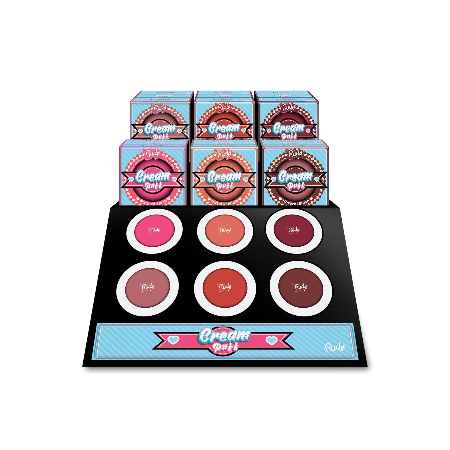 Cream Puff Natural Blush Display Set - 48 pcs Wholesale Set by Rude Cosmetics | Fleurcouture