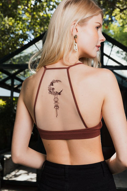 Crescent Moon Dream Catcher Tattoo Mesh Bralette by Leto Accessories | Fleurcouture