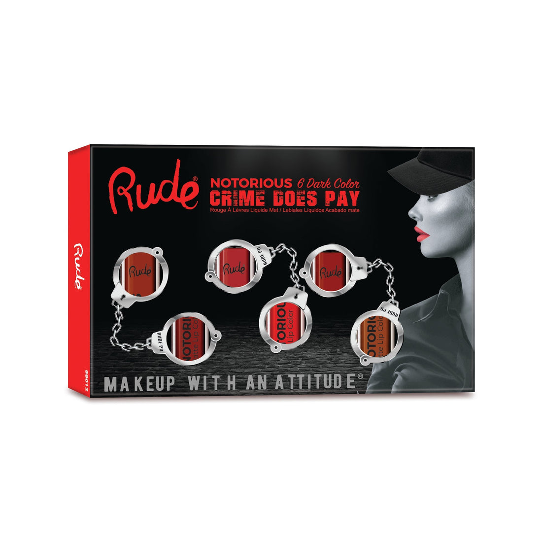 Crime Does Pay Notorious 6 Lip Color Set - Dark Dark Lipstick by Rude Cosmetics | Fleurcouture