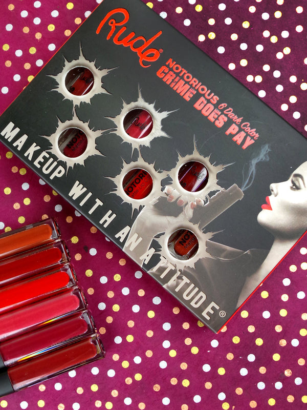 Crime Does Pay Notorious 6 Lip Color Set - Dark Dark Lipstick by Rude Cosmetics | Fleurcouture