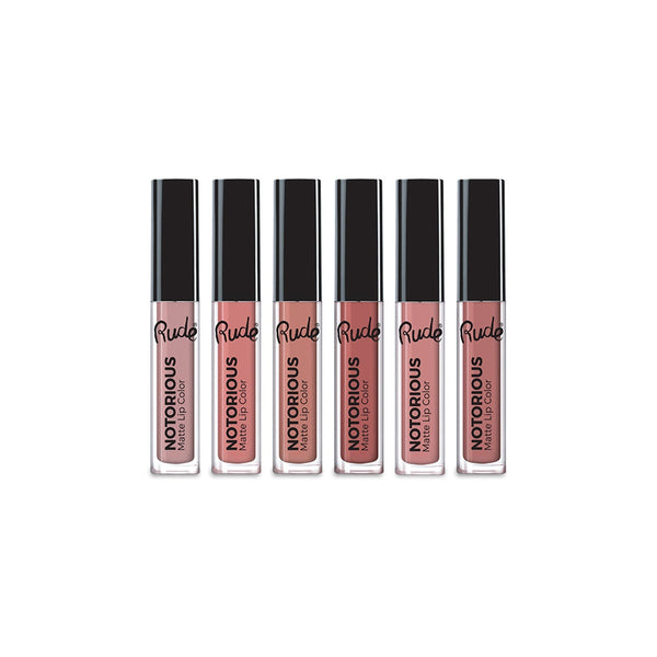 Crime Does Pay Notorious 6 Lip Color Set - Nude Nude Lipstick by Rude Cosmetics | Fleurcouture