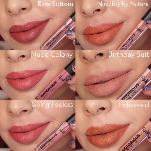 Crime Does Pay Notorious 6 Lip Color Set - Nude Nude Lipstick by Rude Cosmetics | Fleurcouture