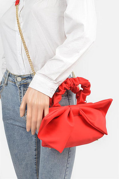 Crinkle Handle Large Bow Tie Clutch Bag O/S by Artini Accessories | Fleurcouture