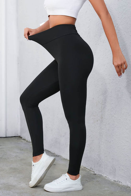 Crisscross Detail Wide Waistband Leggings by Trendsi | Fleurcouture