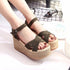 Crisscross Open Toe Wedge Sandals Army Green 34(US3) Shoes & Bags by Trendsi | Fleurcouture