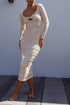 Crochet Knit Long Sleeved Midi Dress Not Lined OAT XS by One and Only Collective Inc | Fleurcouture