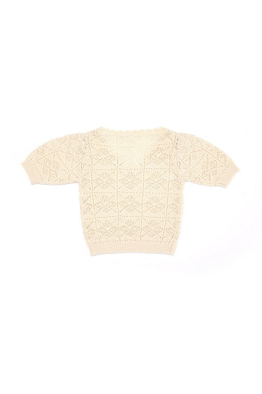 Crochet knit top Ivory by Lilou | Fleurcouture