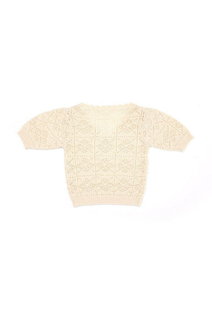 Crochet knit top Ivory by Lilou | Fleurcouture