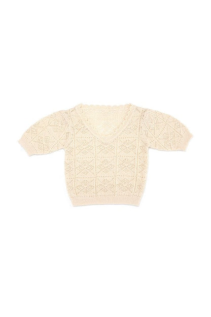 Crochet knit top Ivory by Lilou | Fleurcouture