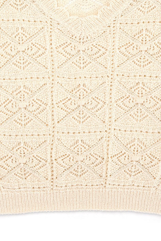 Crochet knit top Ivory by Lilou | Fleurcouture