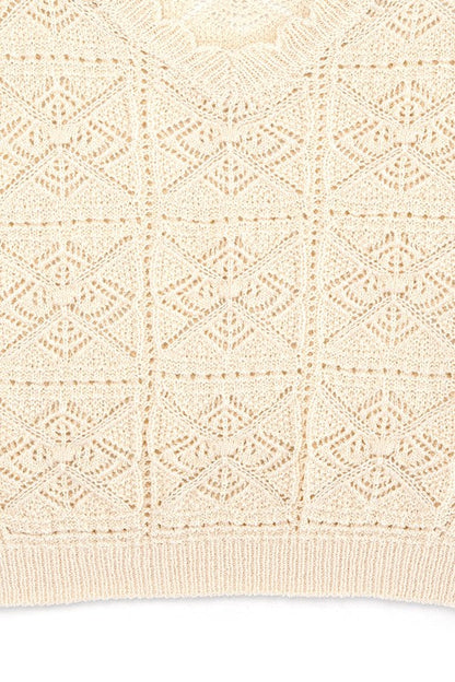 Crochet knit top Ivory by Lilou | Fleurcouture