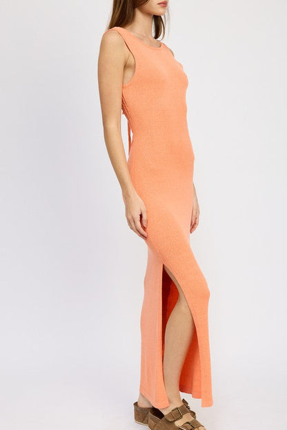 CROCHET MAXI DRESS WITH BACK TIE DETAIL by Emory Park | Fleurcouture