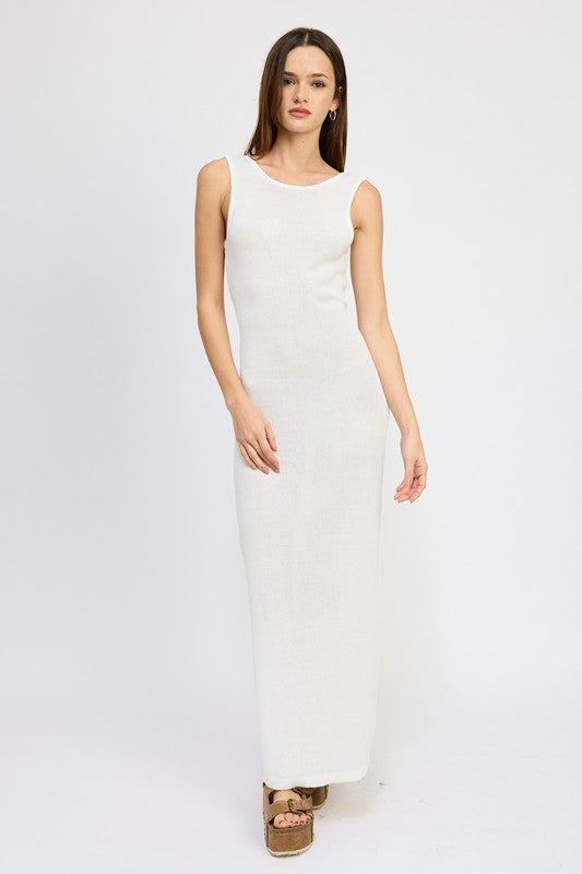 CROCHET MAXI DRESS WITH BACK TIE DETAIL by Emory Park | Fleurcouture