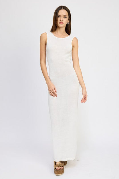 CROCHET MAXI DRESS WITH BACK TIE DETAIL by Emory Park | Fleurcouture