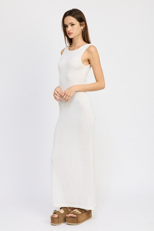 CROCHET MAXI DRESS WITH BACK TIE DETAIL by Emory Park | Fleurcouture