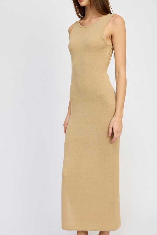 CROCHET MAXI DRESS WITH BACK TIE DETAIL by Emory Park | Fleurcouture