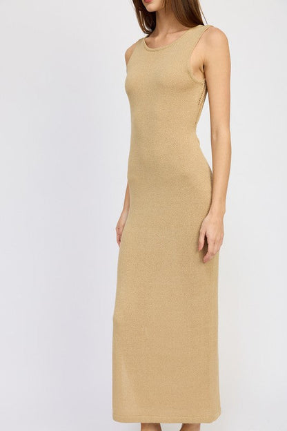 CROCHET MAXI DRESS WITH BACK TIE DETAIL by Emory Park | Fleurcouture