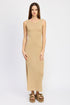 CROCHET MAXI DRESS WITH BACK TIE DETAIL TAN S by Emory Park | Fleurcouture