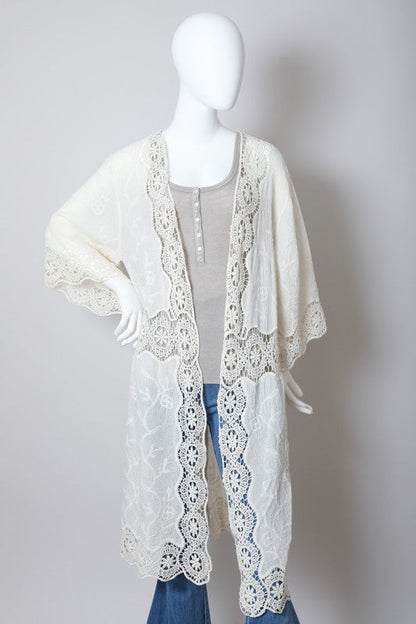 Crochet Open Patch Longline Kimono One Size Women&