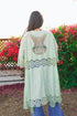 Crochet Open Patch Longline Kimono Sage One Size Women&