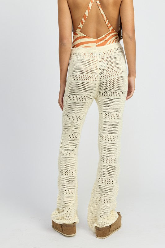 CROCHET PANTS WITH DRAWSTRINGS CREAM by Emory Park | Fleurcouture