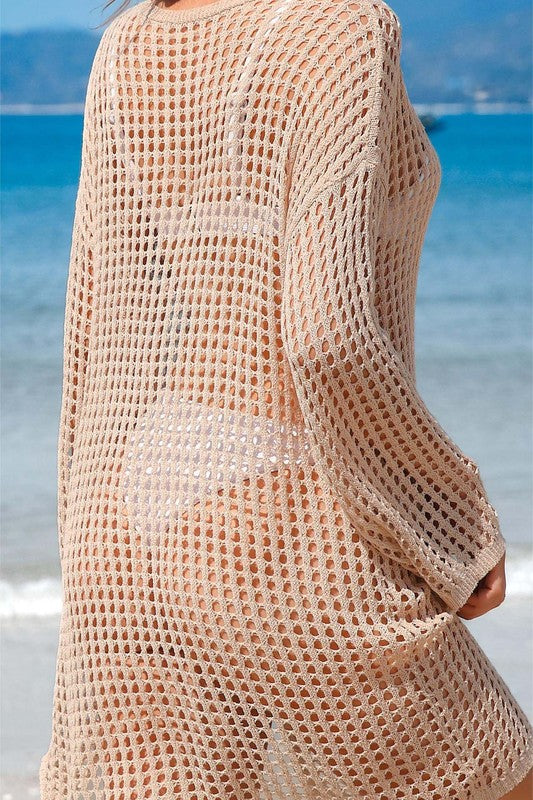 Crochet Side Split Beach Coverups Swimwear Dress by Charmo | Fleurcouture