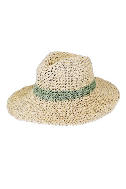 Crochet Straw Convertible Sun Hat Beige O/S by LA Jewelry Plaza | Fleurcouture