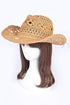 Crochet Straw Cowboy Hat Khaki O/S by Artini Accessories | Fleurcouture