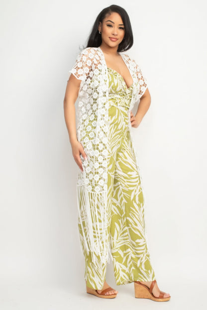 Crocheted Open-front Fringe Kimono by Fleurcouture | Fleurcouture