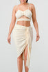 CROP TOP & SPLIT TIGHT SKIRT SET CREAM S by Athina | Fleurcouture