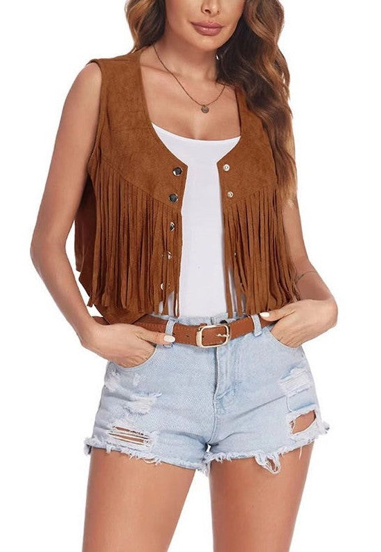 Cropped fringe vest by Miss Sparkling | Fleurcouture