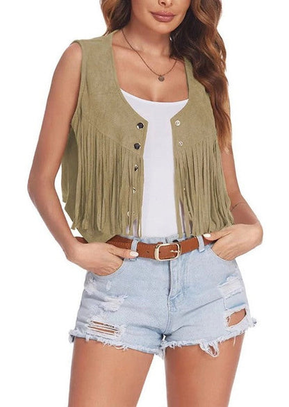 Cropped fringe vest by Miss Sparkling | Fleurcouture