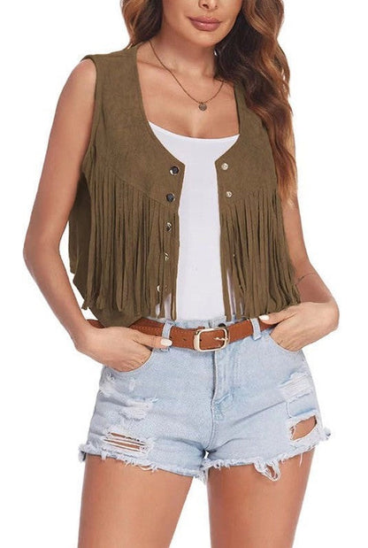 Cropped fringe vest by Miss Sparkling | Fleurcouture