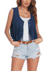 Cropped fringe vest Navy S by Miss Sparkling | Fleurcouture