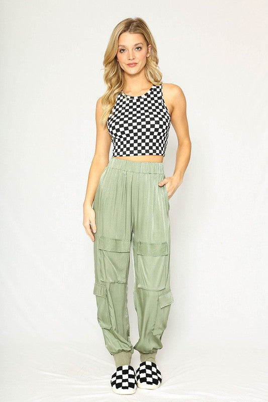 Cropped printed rib knit tank by Miss Sparkling | Fleurcouture