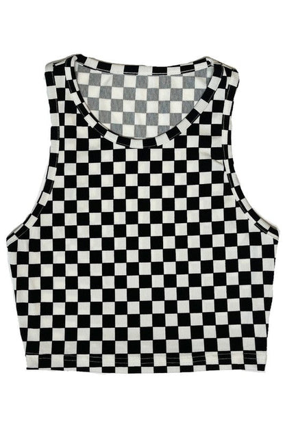 Cropped printed rib knit tank by Miss Sparkling | Fleurcouture