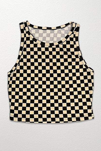 Cropped printed rib knit tank by Miss Sparkling | Fleurcouture