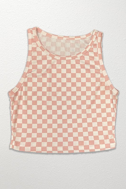 Cropped printed rib knit tank by Miss Sparkling | Fleurcouture