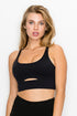 Cross Back Front Slit Sports Bra 1210 Black S by OTOS Active | Fleurcouture