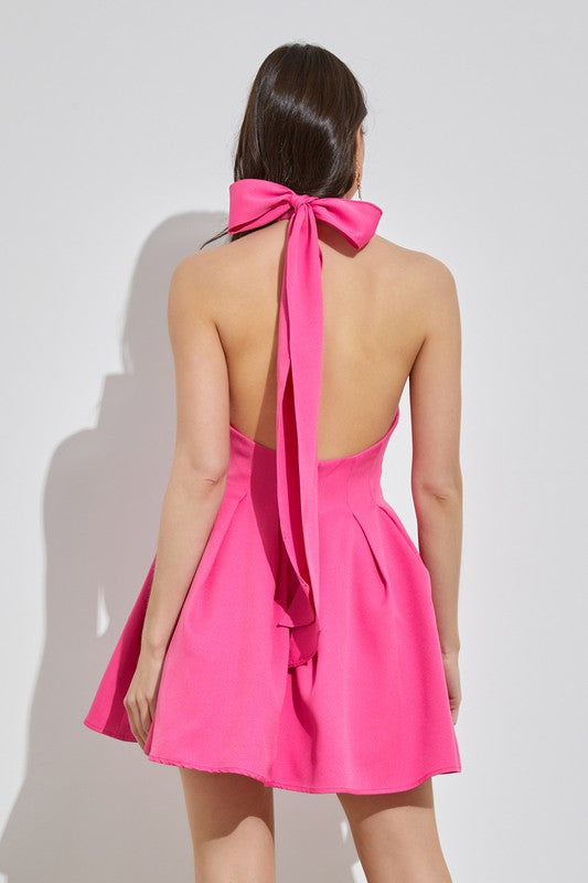 Cross Neck Dress BRIGHT FUCHSIA L by Do + Be Collection | Fleurcouture