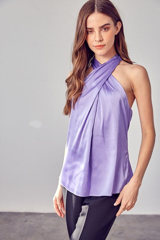 Cross Neck Top LAVENDER S by Do + Be Collection | Fleurcouture